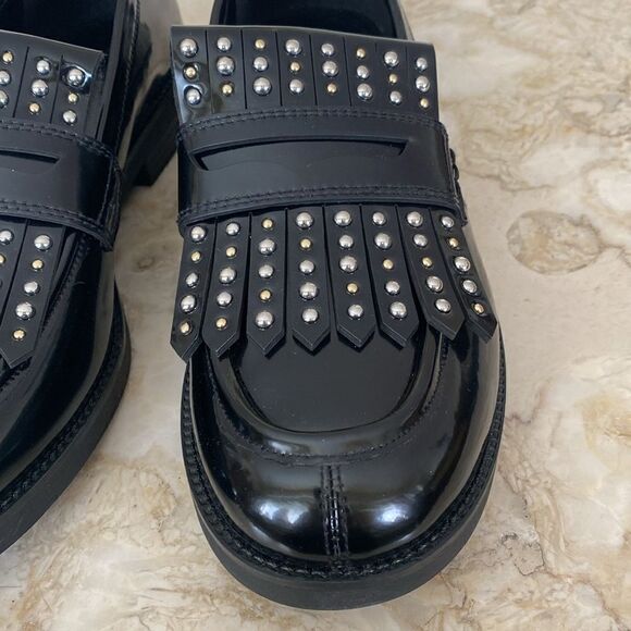 NWOT Design Concepts Studio Patent Leather Studded Loafers - Picture 7 of 14